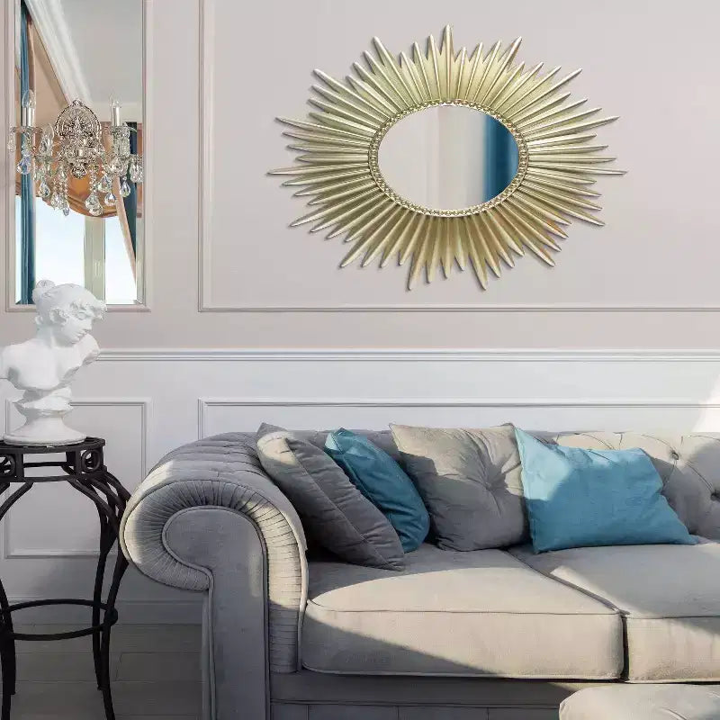24" Sunburst Wall Mirror Gold - Infinity Instruments: Modern No Assembly, Molded Plastic Frame