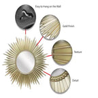 24" Sunburst Wall Mirror Gold - Infinity Instruments: Modern No Assembly, Molded Plastic Frame