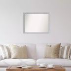 30" x 24" Non-Beveled Grace Brushed Nickel Narrow Wall Mirror - Amanti Art: Modern Rectangle, Polystyrene Frame