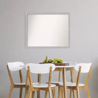 30" x 24" Non-Beveled Grace Brushed Nickel Narrow Wall Mirror - Amanti Art: Modern Rectangle, Polystyrene Frame