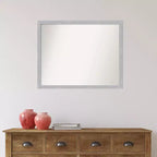 30" x 24" Non-Beveled Grace Brushed Nickel Narrow Wall Mirror - Amanti Art: Modern Rectangle, Polystyrene Frame