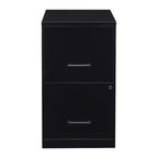 Space Solutions 18" Deep 2 Drawer Letter Width Vertical File Cabinet Black: Steel Office Filing, No Assembly Required