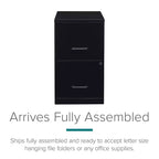 Space Solutions 18" Deep 2 Drawer Letter Width Vertical File Cabinet Black: Steel Office Filing, No Assembly Required