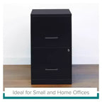 Space Solutions 18" Deep 2 Drawer Letter Width Vertical File Cabinet Black: Steel Office Filing, No Assembly Required