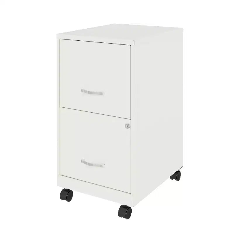 Space Solutions 18" Deep 2 Drawer Mobile Letter Width Vertical File Cabinet Pearl White