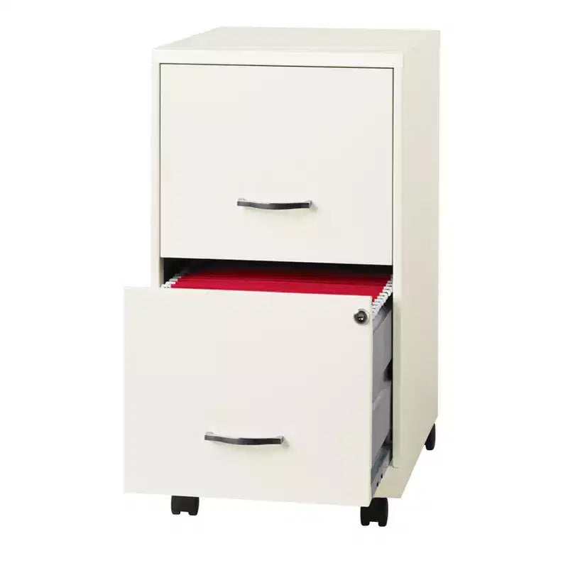 Space Solutions 18" Deep 2 Drawer Mobile Letter Width Vertical File Cabinet Pearl White