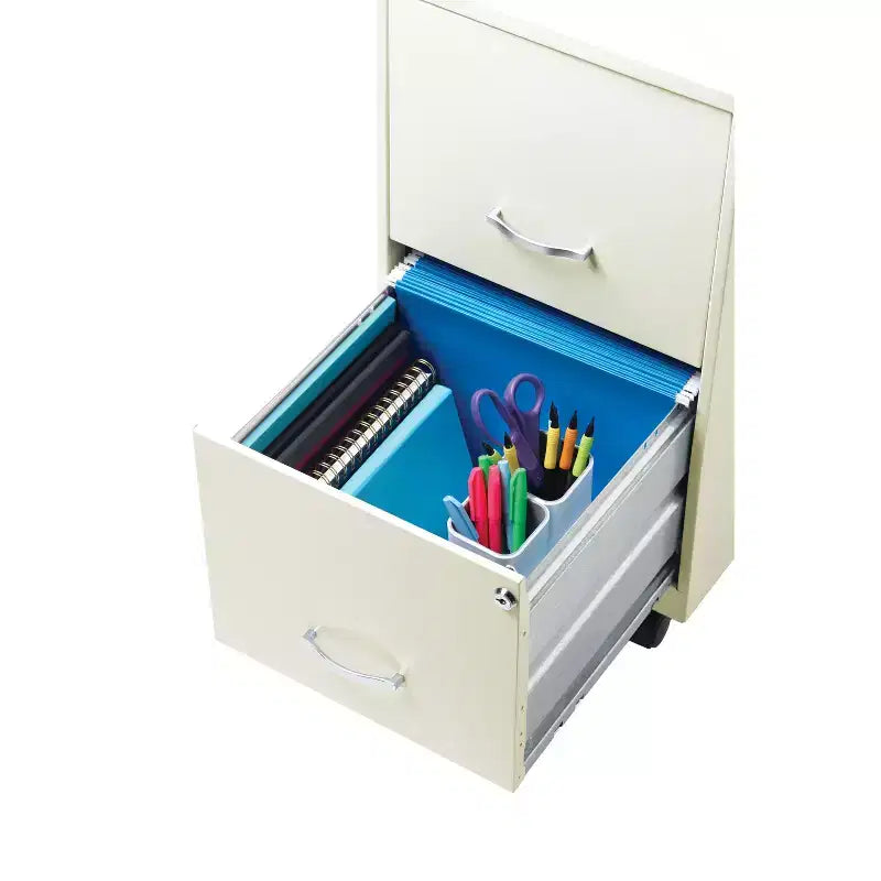 Space Solutions 18" Deep 2 Drawer Mobile Letter Width Vertical File Cabinet Pearl White