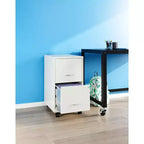 Space Solutions 18" Deep 2 Drawer Mobile Letter Width Vertical File Cabinet Pearl White