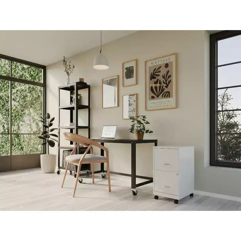 Space Solutions 18" Deep 2 Drawer Mobile Letter Width Vertical File Cabinet Pearl White