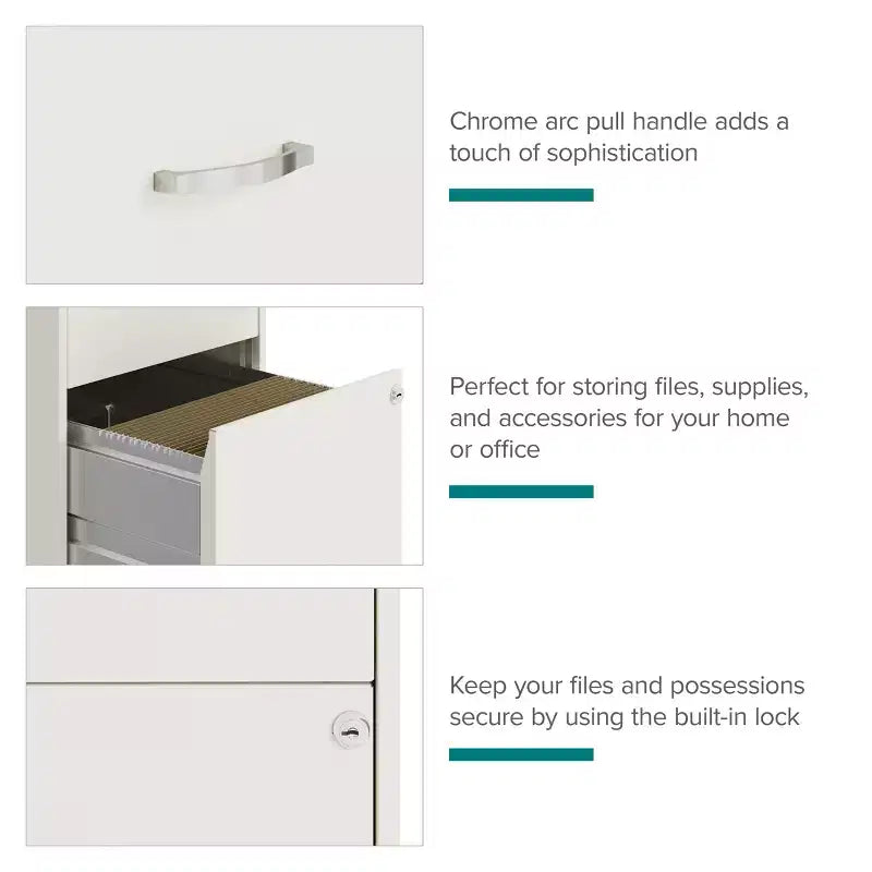 Space Solutions 18" Deep 2 Drawer Mobile Letter Width Vertical File Cabinet Pearl White