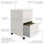 Space Solutions 18" Deep 2 Drawer Mobile Letter Width Vertical File Cabinet Pearl White