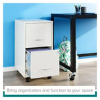 Space Solutions 18" Deep 2 Drawer Mobile Letter Width Vertical File Cabinet Pearl White