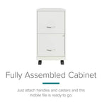 Space Solutions 18" Deep 2 Drawer Mobile Letter Width Vertical File Cabinet Pearl White