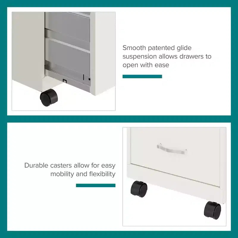 Space Solutions 18" Deep 2 Drawer Mobile Letter Width Vertical File Cabinet Pearl White