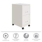 Space Solutions 18" Deep 2 Drawer Mobile Letter Width Vertical File Cabinet Pearl White