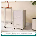Space Solutions 18" Deep 2 Drawer Mobile Letter Width Vertical File Cabinet Pearl White