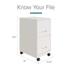 Space Solutions 18" Deep 2 Drawer Mobile Letter Width Vertical File Cabinet Pearl White