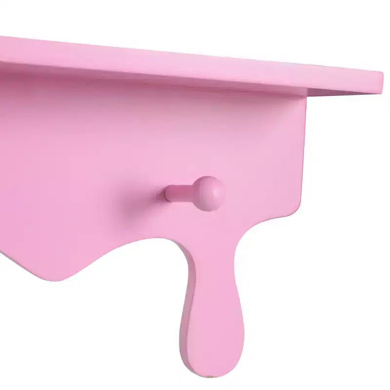 Prism Drippy Pink Wall Shelf with 4 Hooks