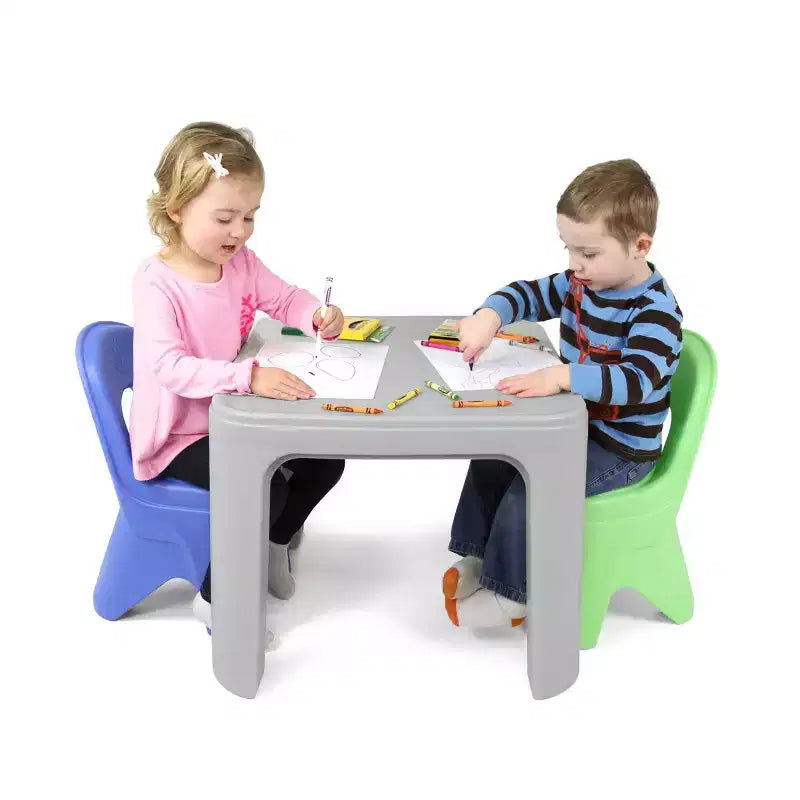 Simplay3 Play Around Kids' Table and Chair Set: Plastic Table, No Assembly Required, 3pc Set
