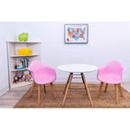 3pc Modern Kids' Table and Chair Set with Beech Legs Pink - Gift Mark: Toddler Round Table, Plastic Frame, 3 Years+
