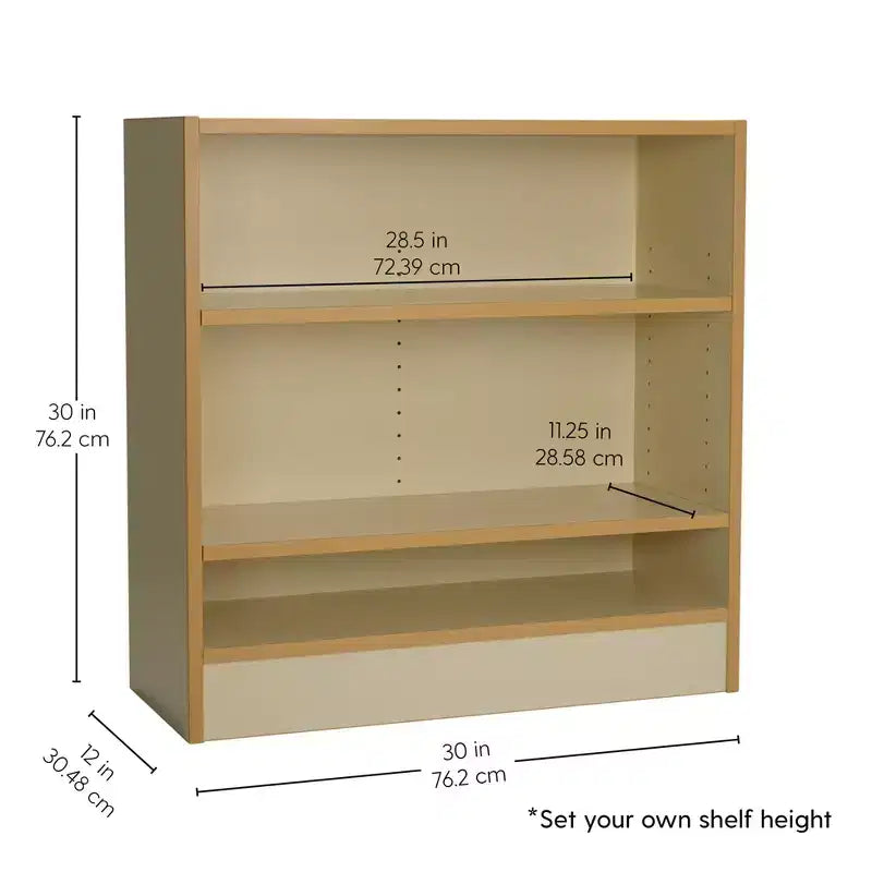 Factory Direct Partners Kids' 30" 2 Shelf Bookcase Almond Maple Wood Laminate Off White