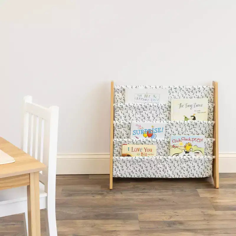 Humble Crew Kids' Spring Kids 4 Tier Bookrack Natural Wood: MDF Frame, 4 Shelves, 24" H, 25" W, 11" D, Ages 2+