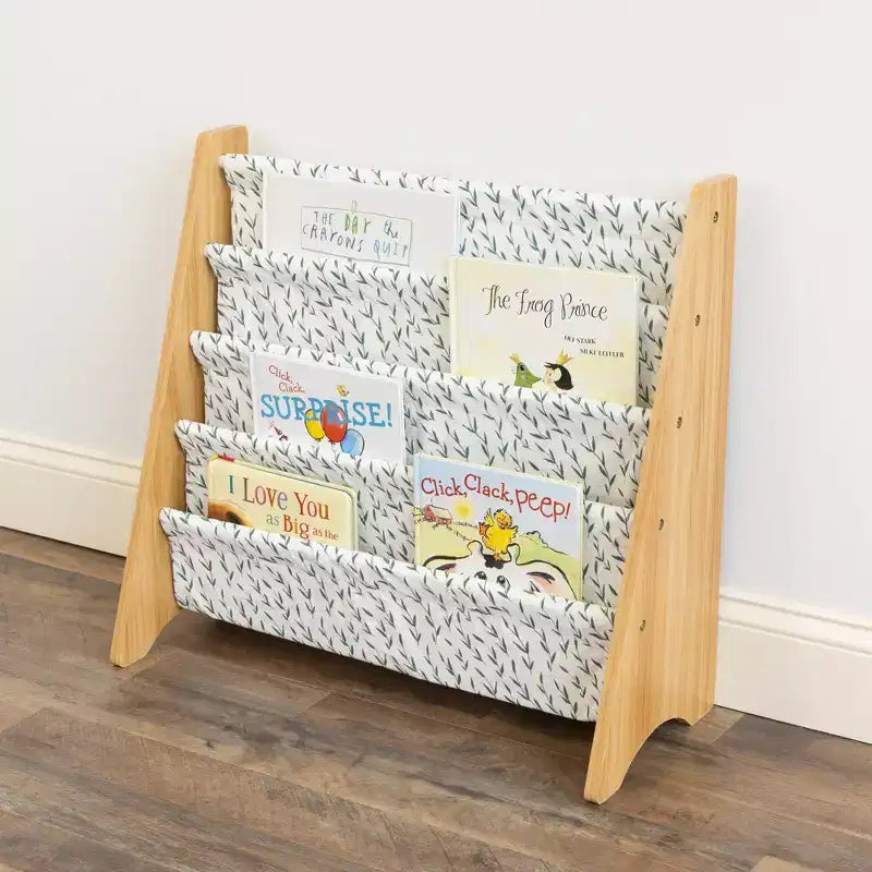 Humble Crew Kids' Spring Kids 4 Tier Bookrack Natural Wood: MDF Frame, 4 Shelves, 24" H, 25" W, 11" D, Ages 2+