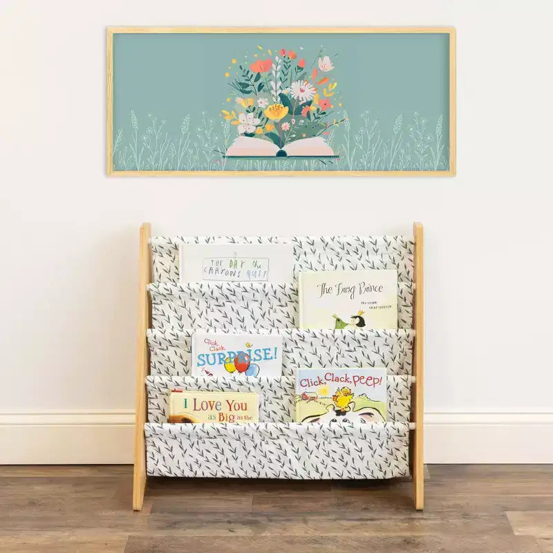 Humble Crew Kids' Spring Kids 4 Tier Bookrack Natural Wood: MDF Frame, 4 Shelves, 24" H, 25" W, 11" D, Ages 2+