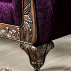 Divanetto Grendel tradizionale in ciniglia viola con braccioli arrotolati di Furniture of America
