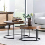 Christopher Knight Home Classic Ander 2 Piece Round Nesting Accent Table Set, Brown/Black