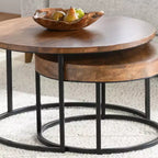 Christopher Knight Home Classic Ander 2 Piece Round Nesting Accent Table Set, Brown/Black