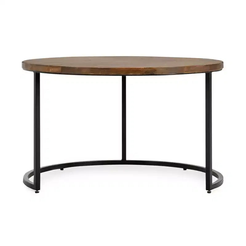 Christopher Knight Home Classic Ander 2 Piece Round Nesting Accent Table Set, Brown/Black