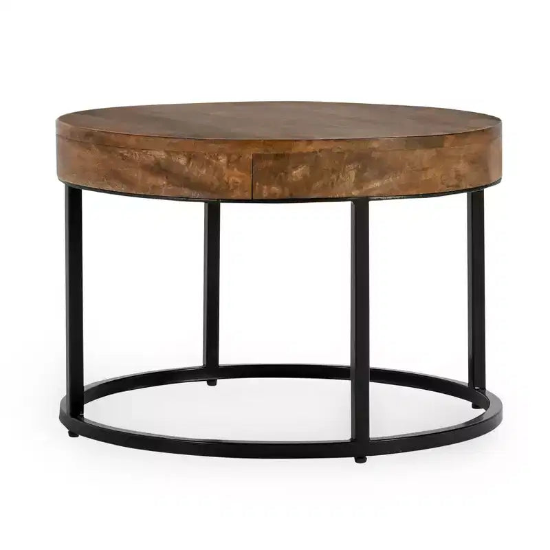 Christopher Knight Home Classic Ander 2 Piece Round Nesting Accent Table Set, Brown/Black