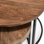 Christopher Knight Home Classic Ander 2 Piece Round Nesting Accent Table Set, Brown/Black