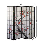 Roundhill Furniture Japanese 4-Panel Screen Room Divider, Plum Blossom