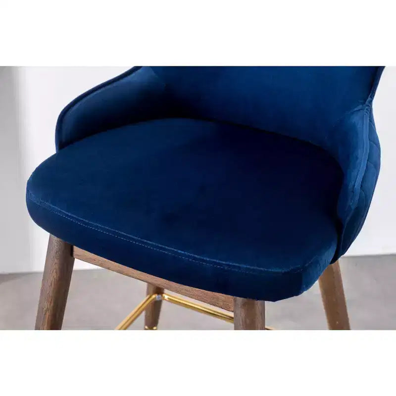 Leland Fabric Upholstered Wingback Bar Stools, Set of 2, Blue
