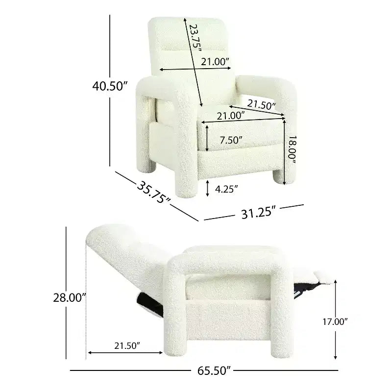31W Back Recliner Armchair, Upholstered Accent Recliner Chair with Adjustable Backrest-Christopher Knight Home