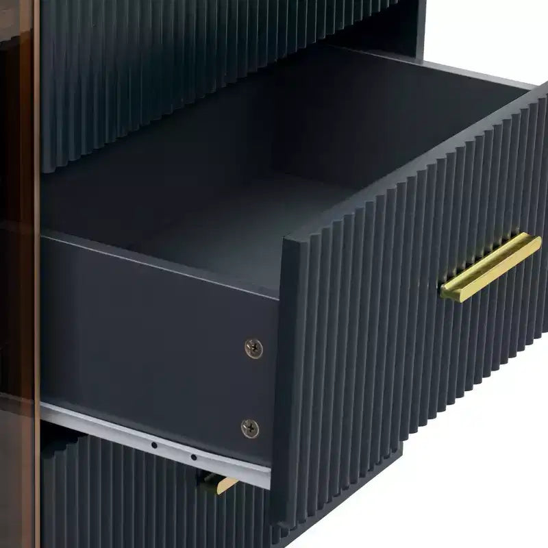 Whisen Modern Sideboard Marble Sticker Tabletop with Gold Metal Legs and Handles for Dining Room, Living Room