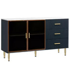 Whisen Modern Sideboard Marble Sticker Tabletop with Gold Metal Legs and Handles for Dining Room, Living Room