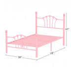 VECELO Twin Bed Frame with Headboard and Footboard, Modern Metal Platform Bed Frame White/Pink/Black
