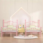 VECELO Twin Bed Frame with Headboard and Footboard, Modern Metal Platform Bed Frame White/Pink/Black