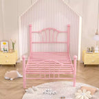 VECELO Twin Bed Frame with Headboard and Footboard, Modern Metal Platform Bed Frame White/Pink/Black