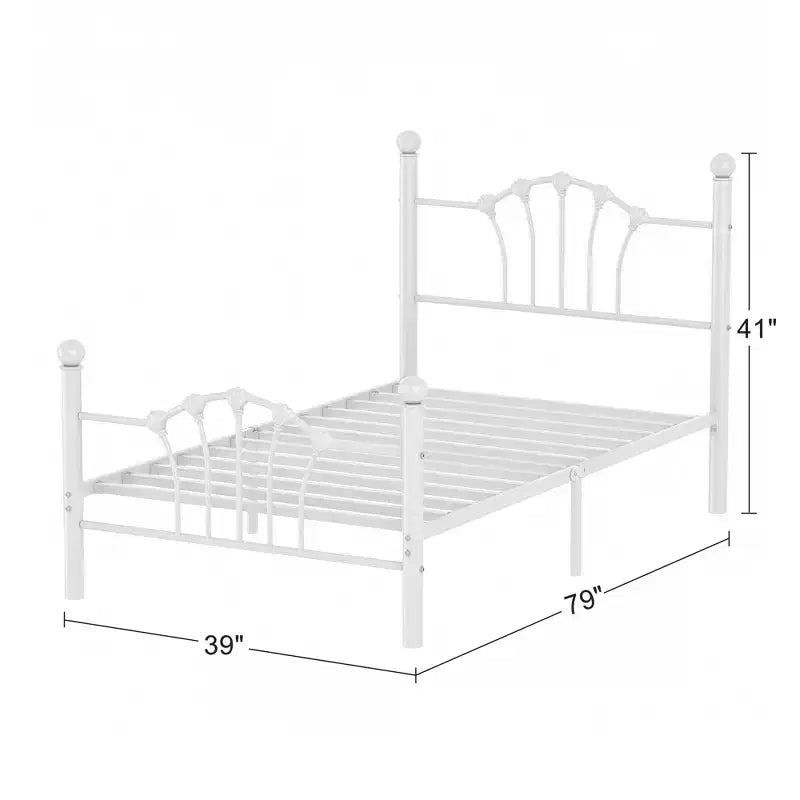 VECELO Twin Bed Frame with Headboard and Footboard, Modern Metal Platform Bed Frame White/Pink/Black