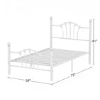 VECELO Twin Bed Frame with Headboard and Footboard, Modern Metal Platform Bed Frame White/Pink/Black