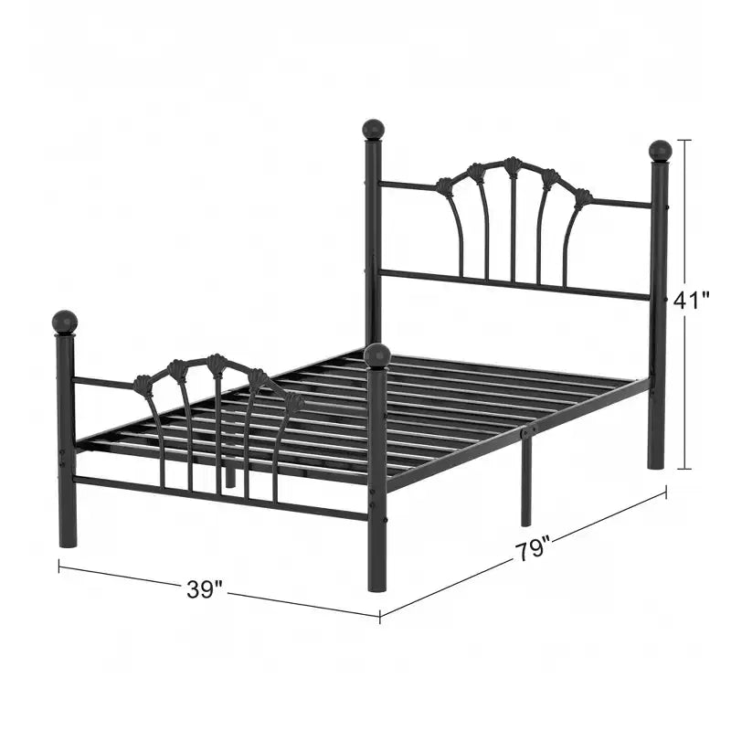VECELO Twin Bed Frame with Headboard and Footboard, Modern Metal Platform Bed Frame White/Pink/Black