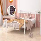 VECELO Twin Bed Frame with Headboard and Footboard, Modern Metal Platform Bed Frame White/Pink/Black