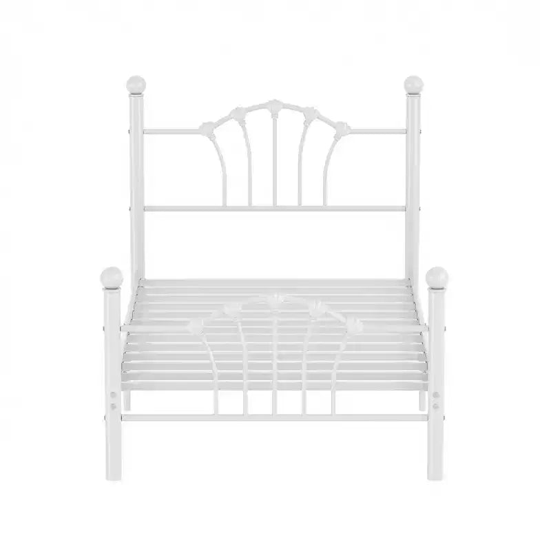 VECELO Twin Bed Frame with Headboard and Footboard, Modern Metal Platform Bed Frame White/Pink/Black