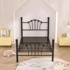VECELO Twin Bed Frame with Headboard and Footboard, Modern Metal Platform Bed Frame White/Pink/Black