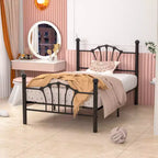 VECELO Twin Bed Frame with Headboard and Footboard, Modern Metal Platform Bed Frame White/Pink/Black