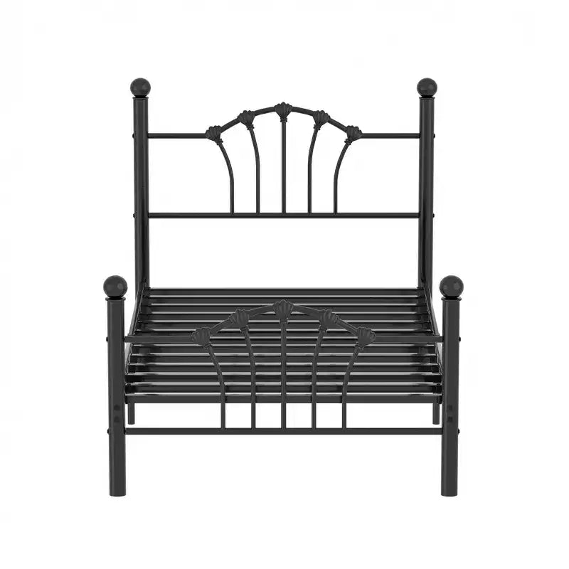 VECELO Twin Bed Frame with Headboard and Footboard, Modern Metal Platform Bed Frame White/Pink/Black